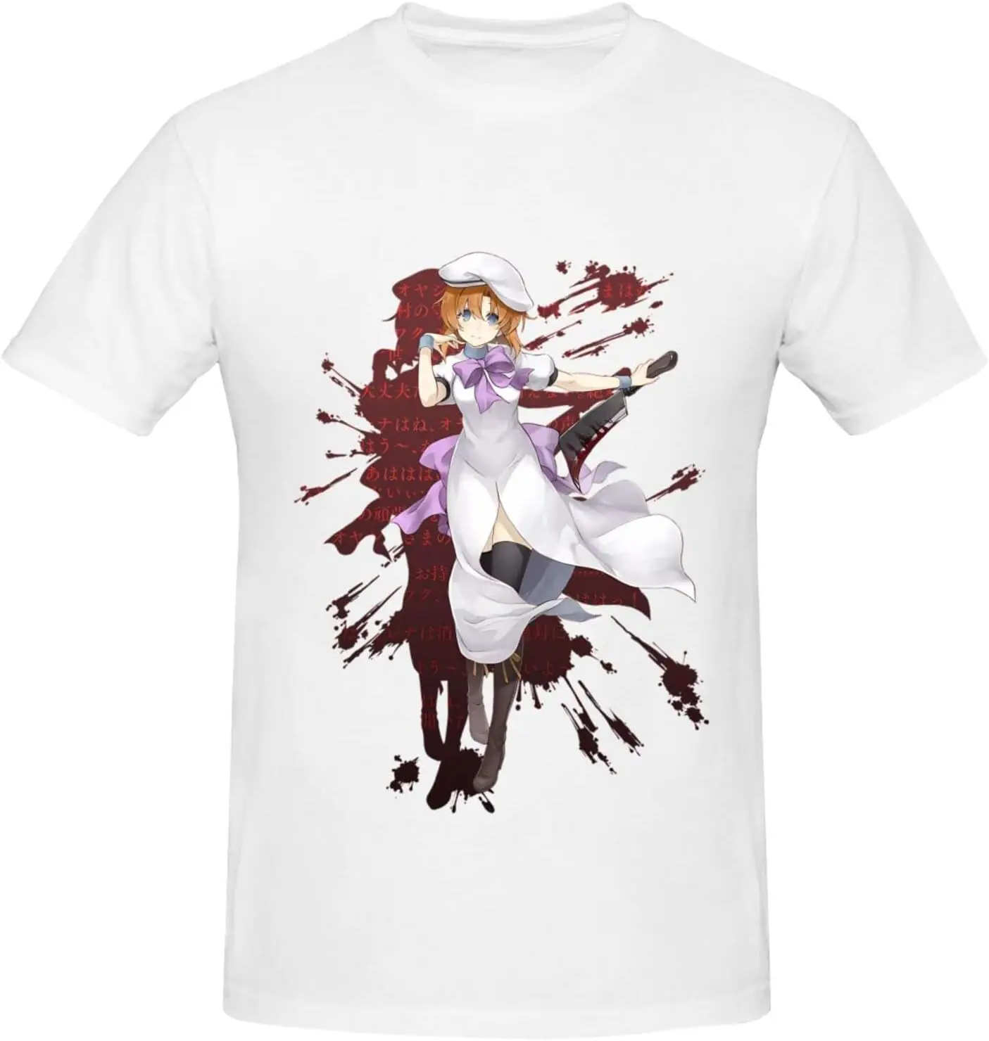 Anime Higurashi When They Cry Shirt for Men Fashion Casual Cotton Custom Short Sleeve Tshirt Cool Tees Top Black