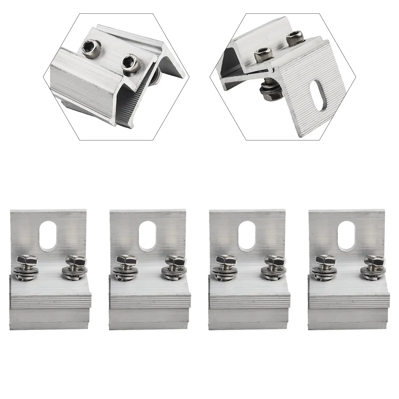 4Pcs Solar Panel Clamp Roof Mounting Bracket Photovoltaic Panel Fixing Clips For House RV Boat Solar Power Parts & Accessories