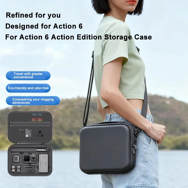 

Shoulder Carrying Case and Handle bag for DJI Osmo Action 6 Storage Case PU Leather Hard Case for DJI Osmo Action 6 Accessory