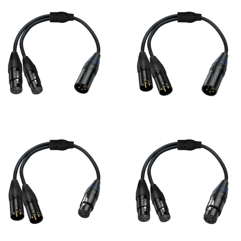 y1ub-丈夫な-4pin-xlr-から-2-つの-3pin-xlr-スプリッタケーブル、バランス信号転送用プロフェッショナル音楽アダプタケーブル