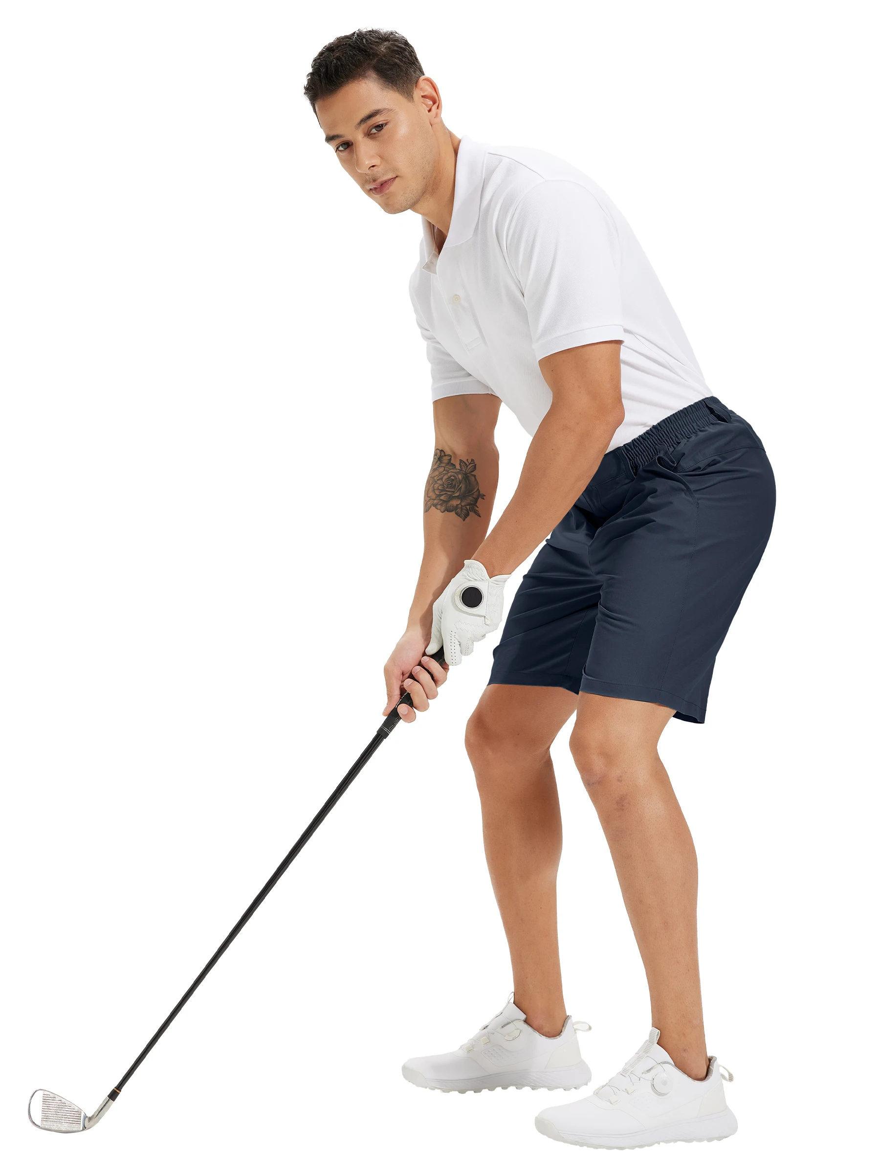 Sommer Herren Freizeitshorts Business- & Golf-Hosen, Atmungsaktive Relaxed-Fit-Shorts mit Schnellverschluss-Taschen – Detail 10