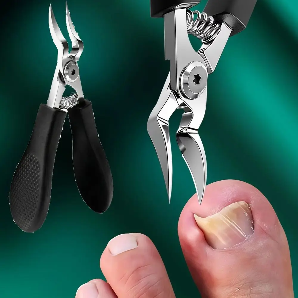 Stainless Steel Toenail Clipper Rust-proof Non-slip Handle Thick Nail Clipper Comfortable Grip Portable Nail Trimmer