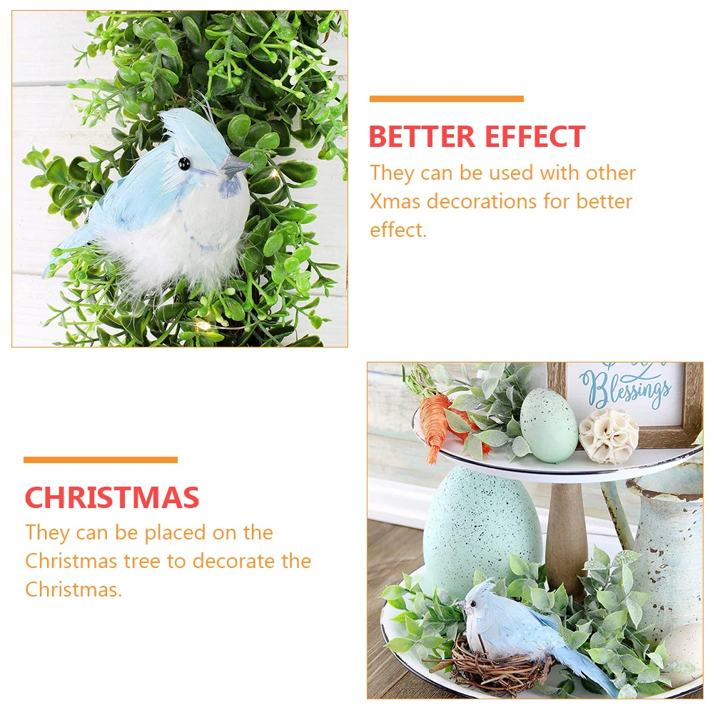 

6 Pcs Simulation Bird Decoration Shop Birds Christmas Decorations Statue Sculpture Blue