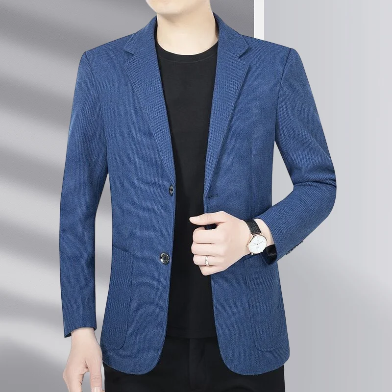 

For the autumn and winter of 2025, a fashionable men's business casual suit jacket made of wool for middle-aged and elderly peop