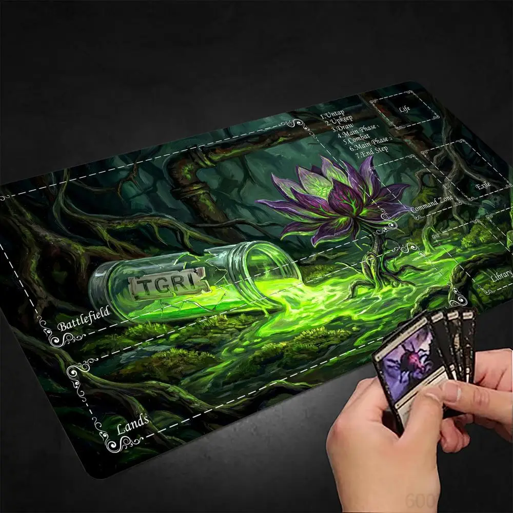 Mysterious Lotus MTG Playmat Magic Card Mat Stitched Edge Non-Slip Durable Tabletop Playmat Board Game Mat for TCG