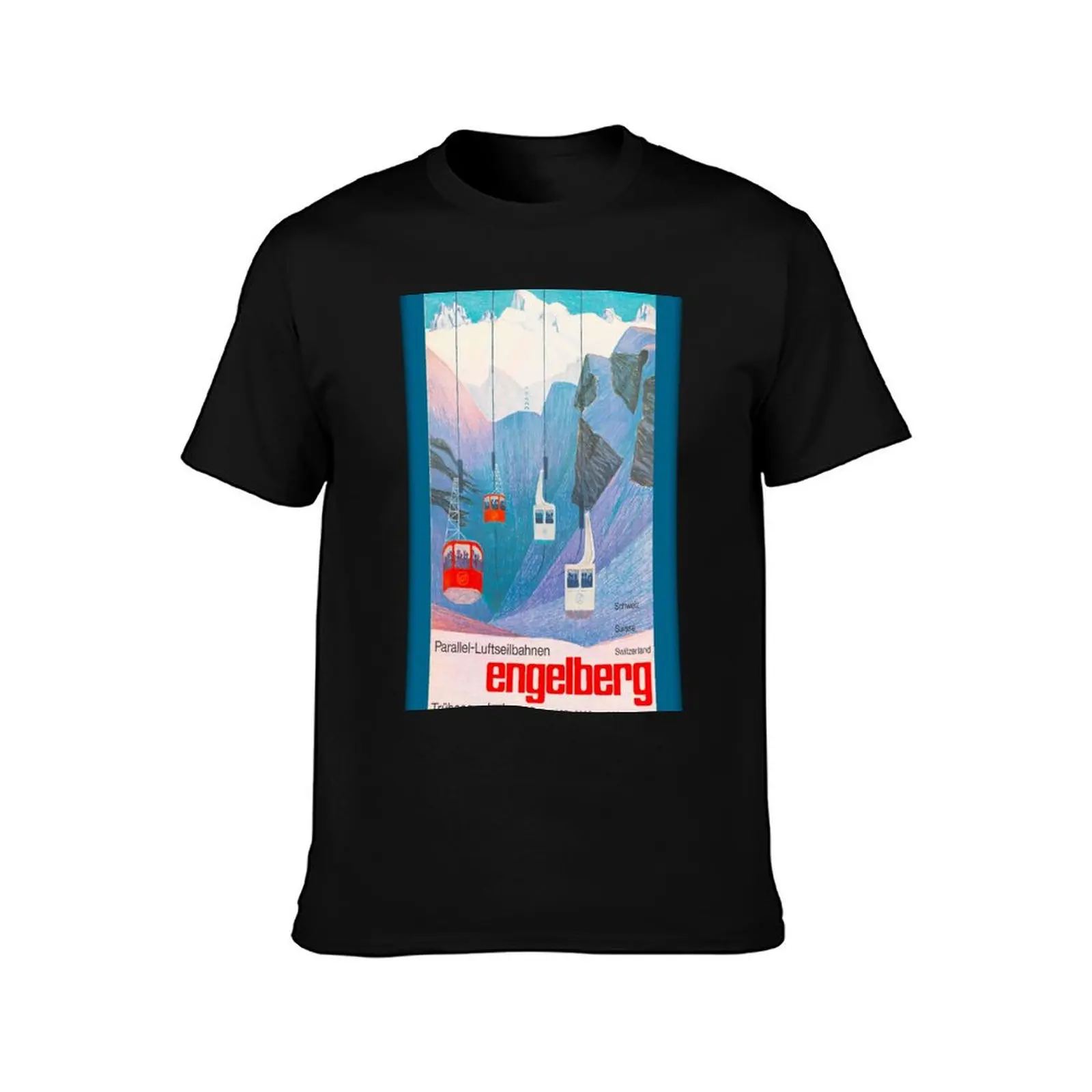 Engelberg, Switzerland,Ski Poster T-Shirt Large Size Breathable Tee T-Shirt