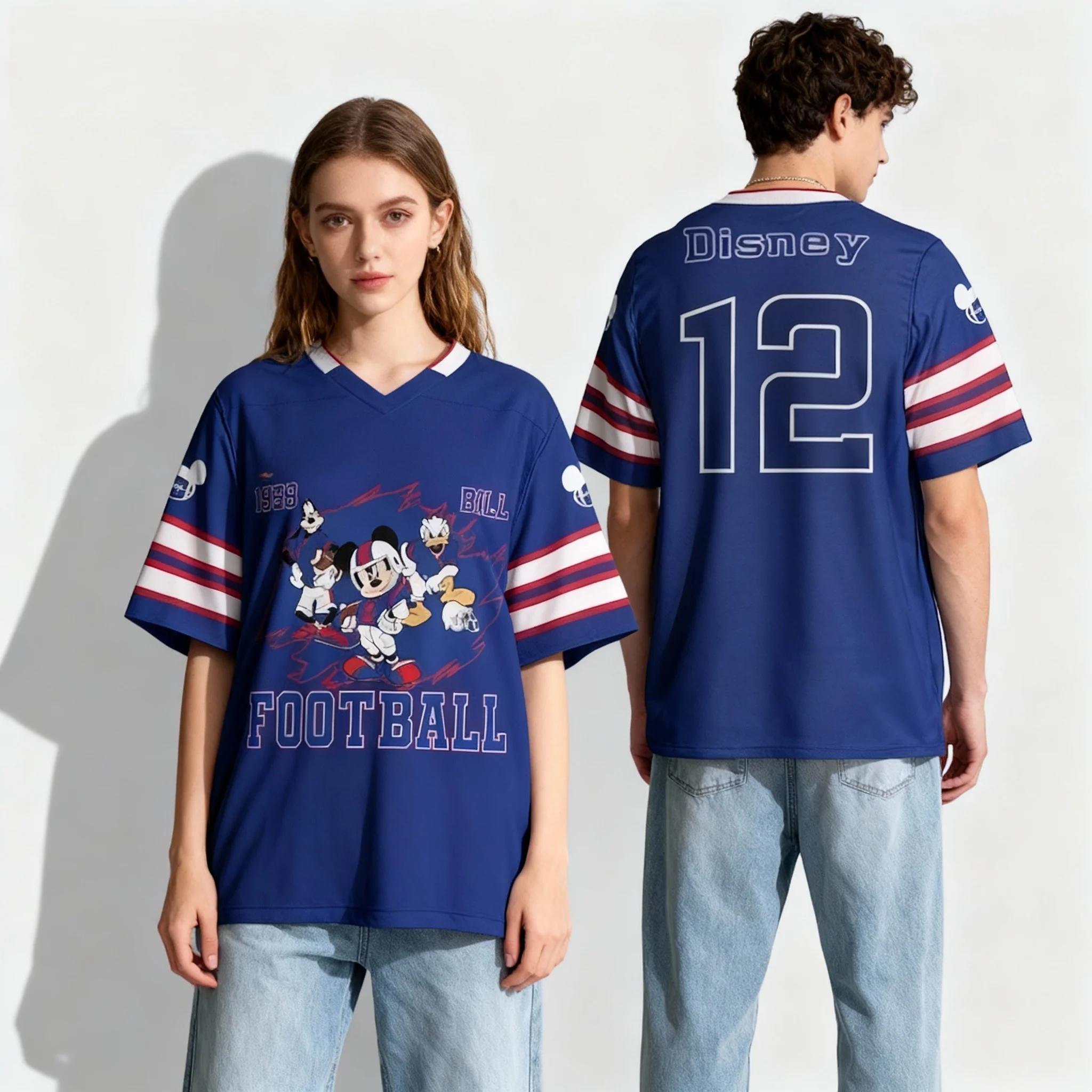 Disney Animated Character Themed Rugby Jersey Sweet and Cool Street Summer T-shirt Oversized Women's Adult Hot Selling 25/26