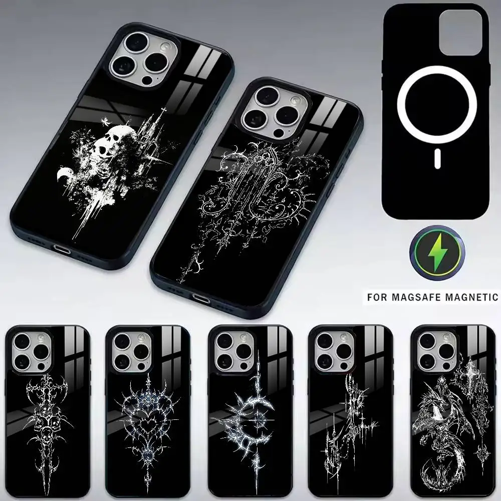 

C-Cybersigilism Gothic C-Coquette Phone Case For iPhone17,16,15,14,13,12,11 Plus,Pro Magnetic For Magsafe Wireless Charging