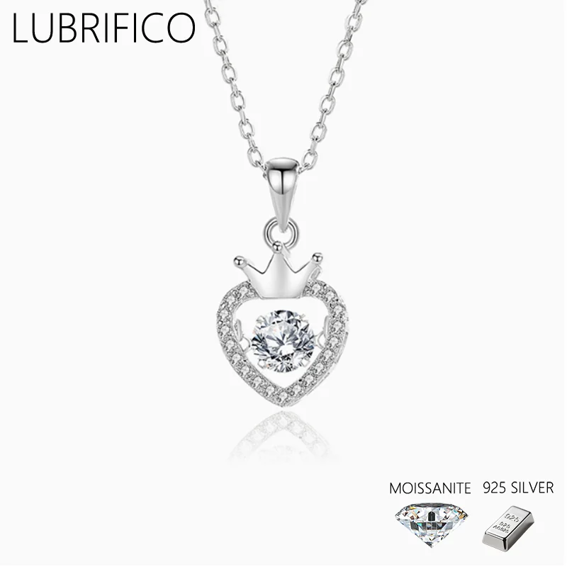 

5 мм D цвет муассанит форма короны ожерелье стерлингового серебра 925 пробы Lad Diamond Leart кулон для женщин ювелирные изделия для свадебной вечеринки