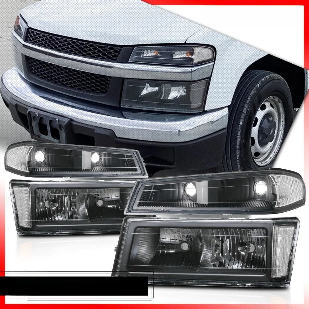 

L+R Headlight Bumper Lamp for 2004-2012 Chevy/GMC Colorado/Canyon Black/Clear