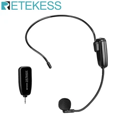 Retekess TT123 2.4G trasmettitore microfono Wireless montato sulla testa con ricevitore per amplificatore vocale altoparlante guida turistica didattica