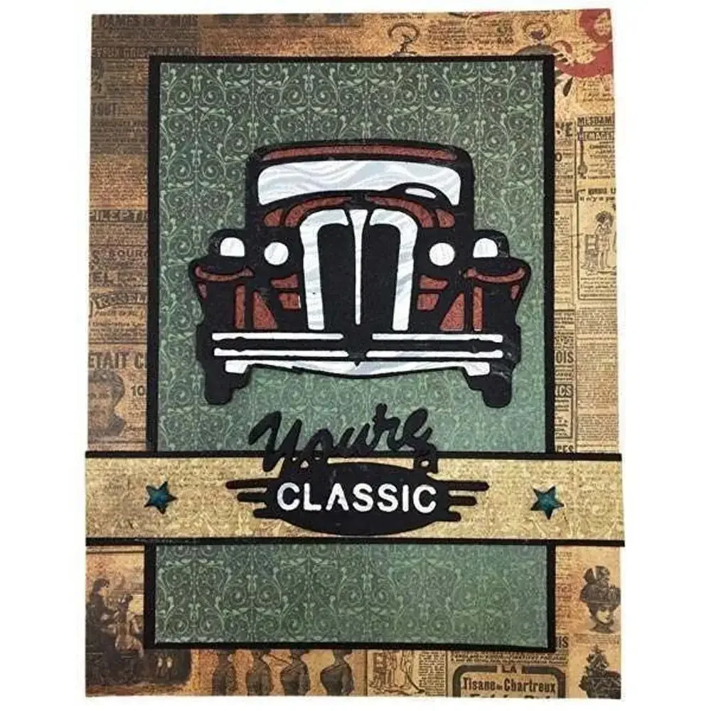 Classic Car Metal Cutting Dies Scrapbooking Craft Cuts Thin Paper Art Emboss Card Make Stencil 84*7mm