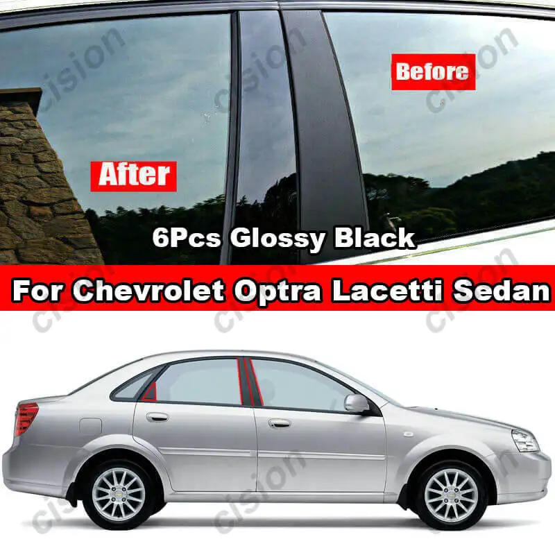 

6Pcs Carbon Fiber Black Car Door Window Column B C Pillar Post Cover Trim Sticker For Chevrolet Optra Lacetti Daewoo Nubira Viva