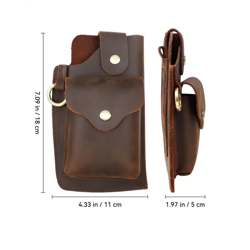 

Винтажная поясная сумка из натуральной кожи с креплением для телефона, мужская сумка на ремень, чехол-кошелек для телефона