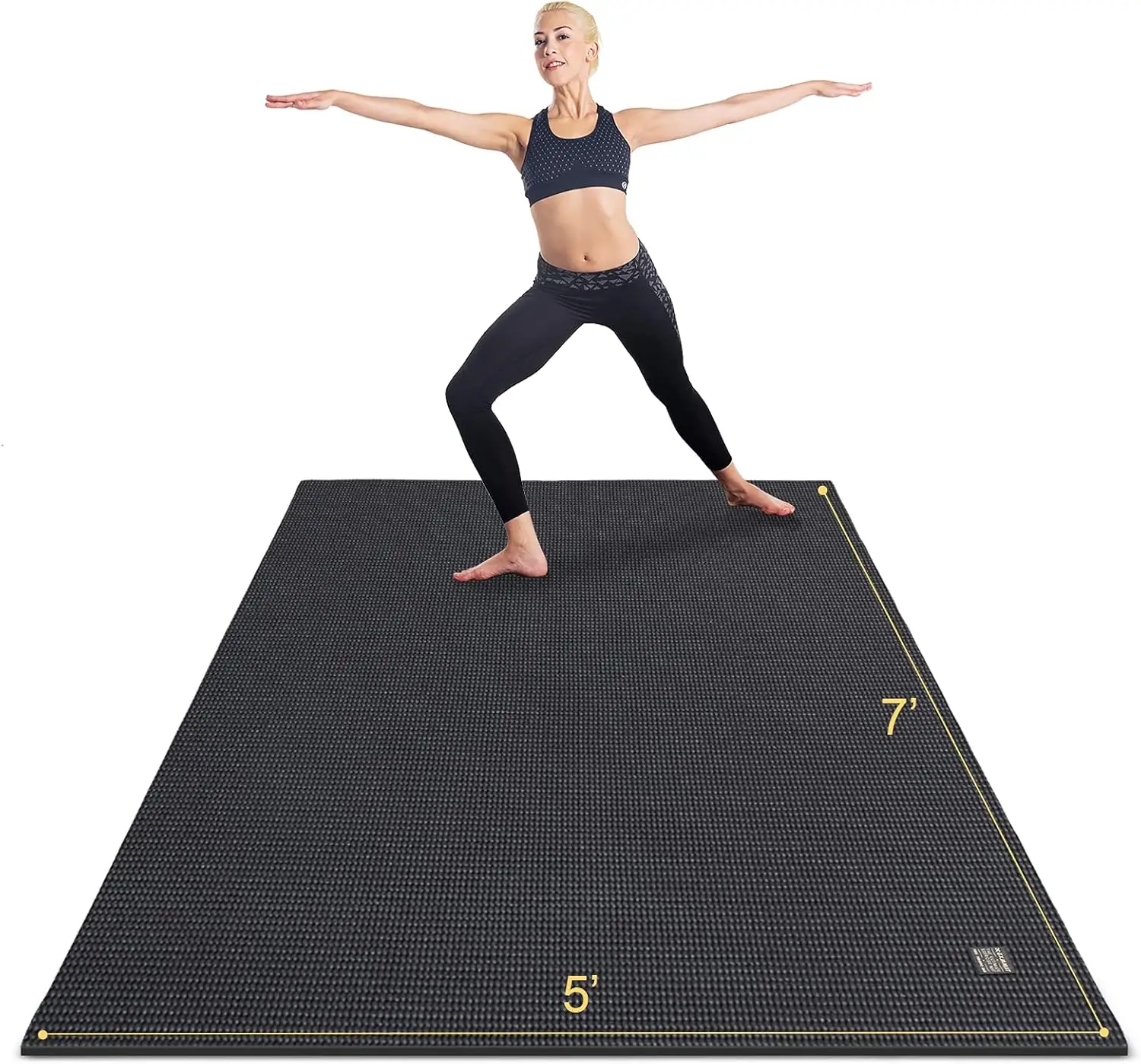 Large Yoga Mat Non-Slip 7'x5'x9mm, Thick Workout Mats for Home Gym Flooring, Extra Wide Exercise Mat for Men and Women Wi