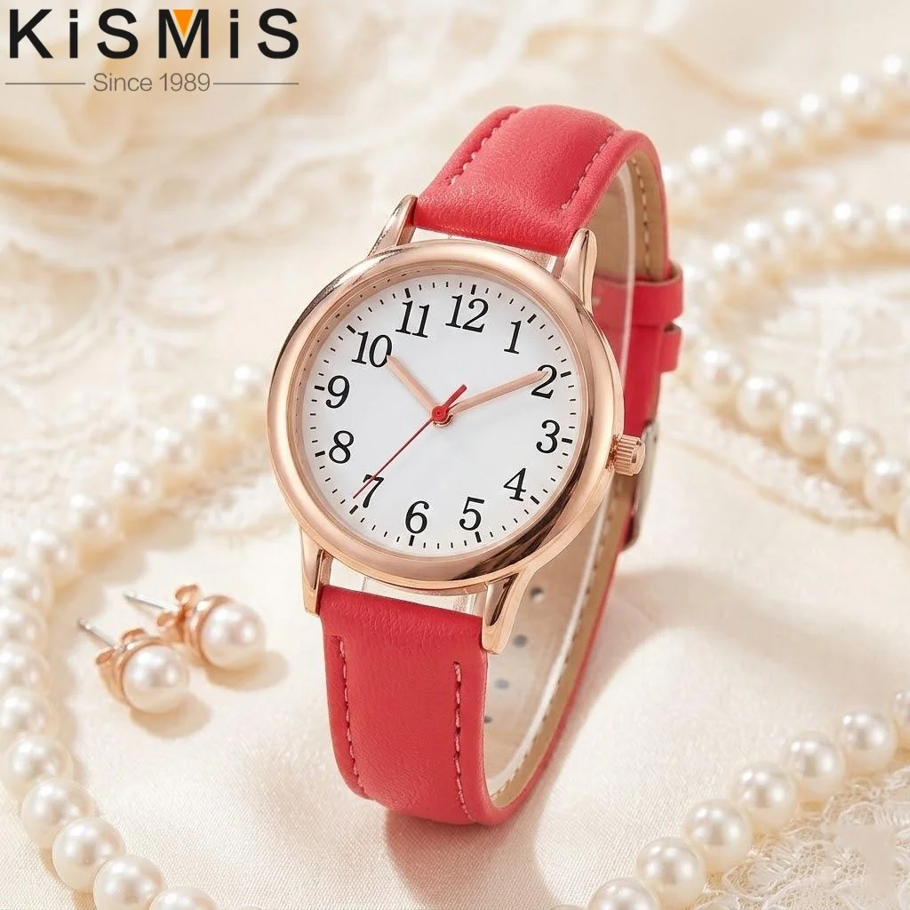 

Модные кварцевые часы для женщин, простой циферблат, легко читаемые цифры, тонкий браслет, стильные наручные часы для дам.