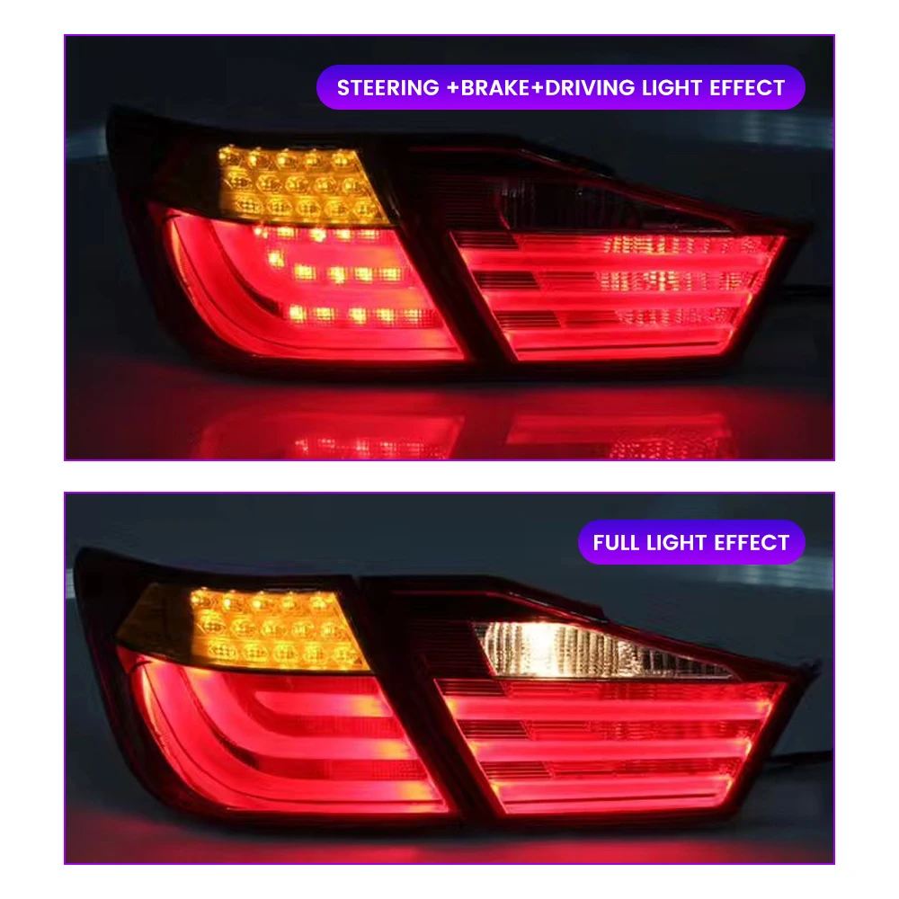 2 قطعة سيارة الذيل ضوء الجمعية لتويوتا كامري 2010-2014 LED DRL تشغيل ضوء الفرامل تدفق المياه وميض الذيل مصابيح المصابيح الخلفية