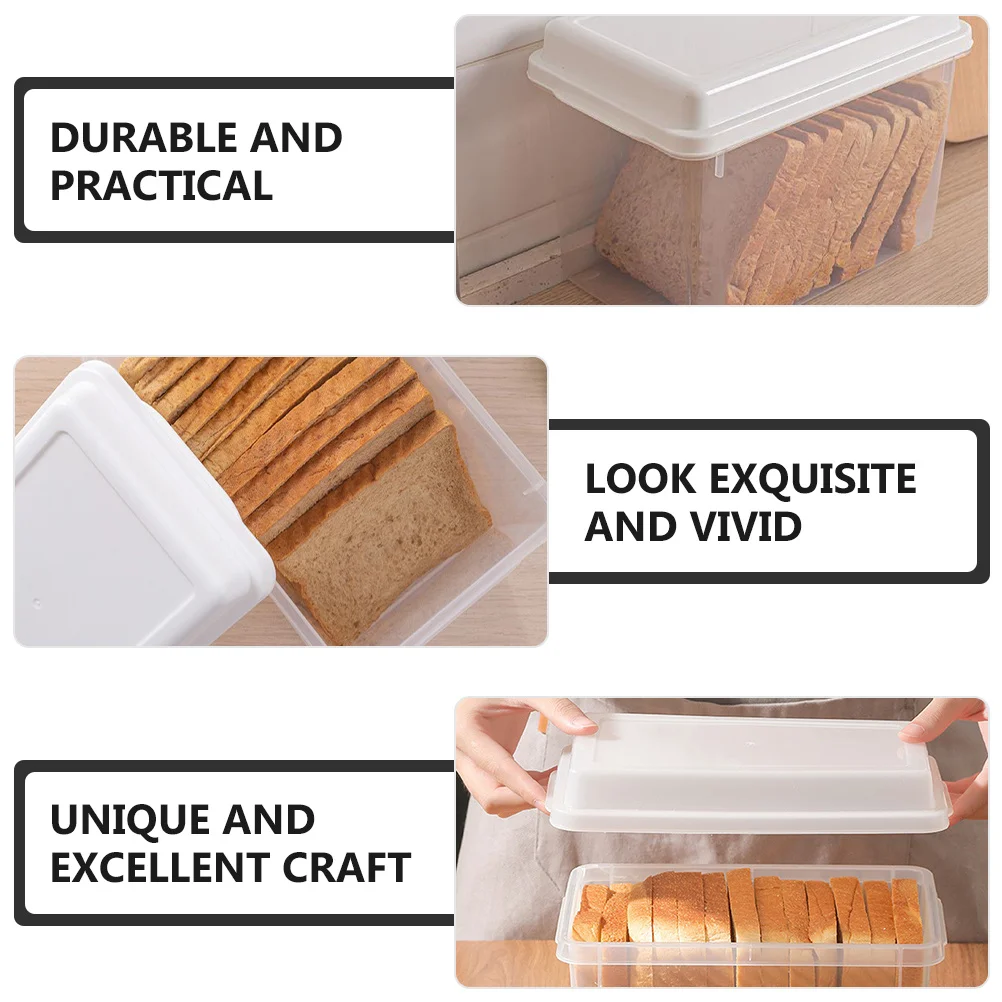 

2Pcs Plastic Bread Storage Box Airtight Bread Holder for Kitchen Counter Snack and Pastry Storage Freshness Keeper