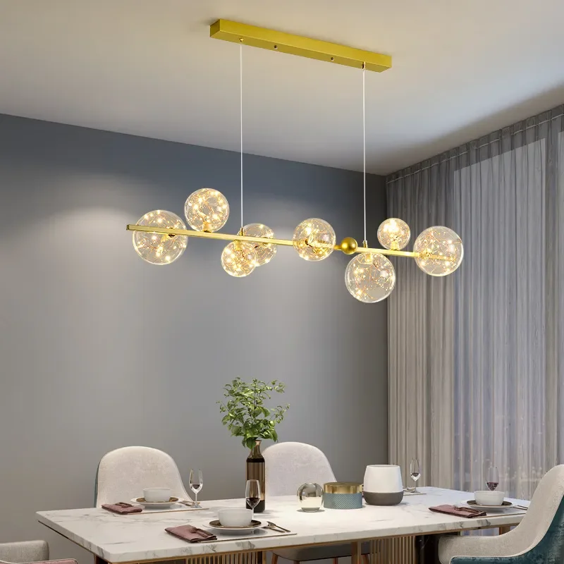 for Nordic Restaurant Chandelier Gypsy Bar Light Luxury Atmosphere Living Room Simple Round Ball Home Improvement Lamps