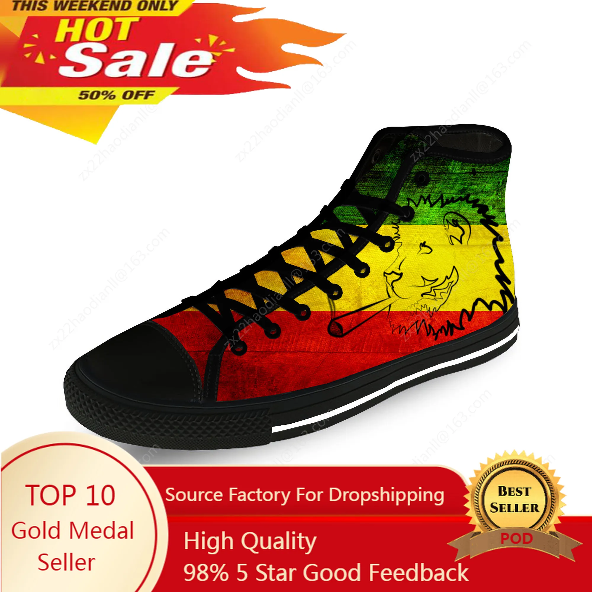 

Ethiopia Flag Lion of Judah Reggae Rasta Casual Cloth 3D Print High Top Canvas Shoes Men Women Lightweight Breathable Sneakers