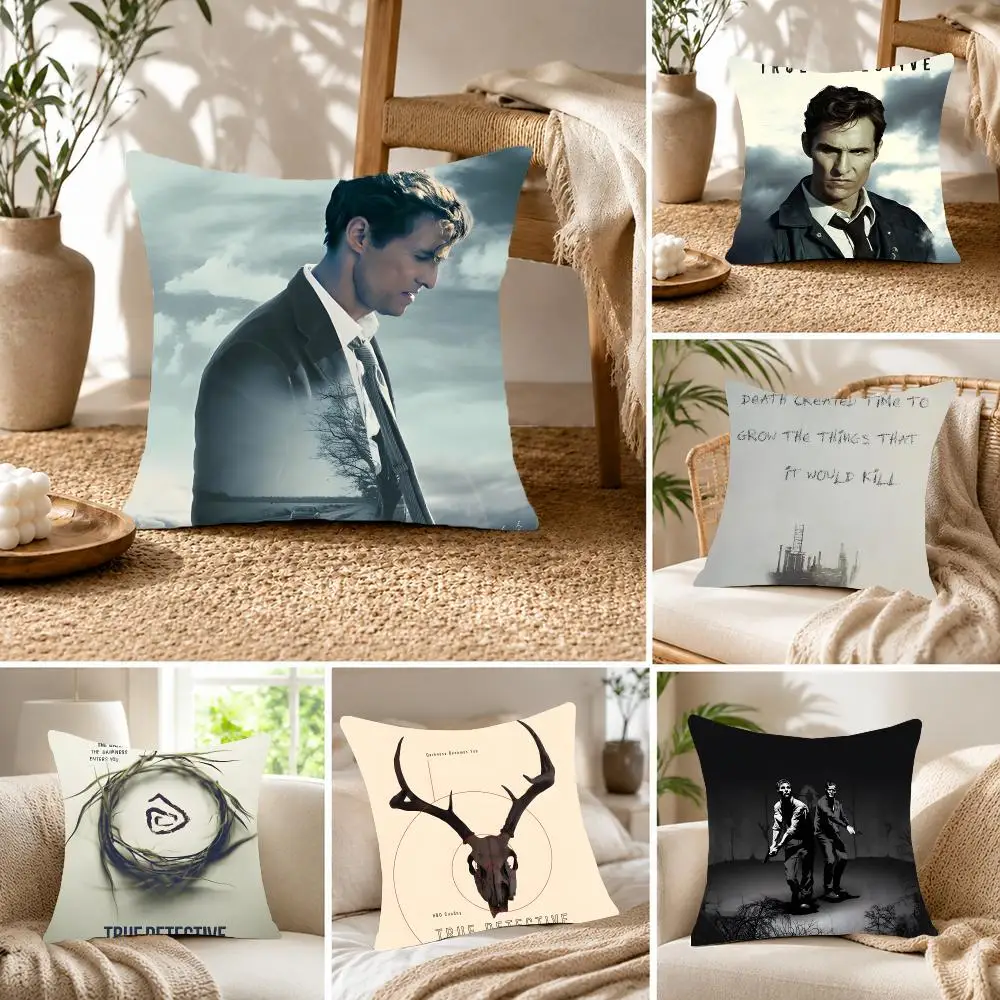 Crime series True Detective Cushion Cover Fluffy velvet Nordic style plush Living room sofa decorative