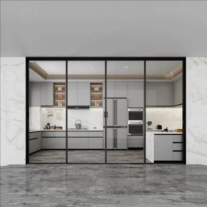 Multi Panel Kitchen Smoke Proof and Moisture Proof Sliding Door Good Sealing Performance Glass Doors Long Life Sliding Doors