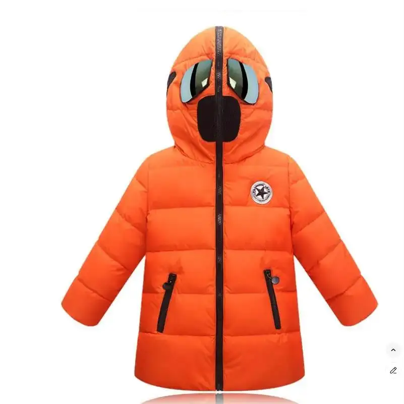 New Girls Space suit Winter Down jacket with Glasses in Hood Cool Boy Snow Jacket Coat High Quality Children Snow Clothes 3-12Y