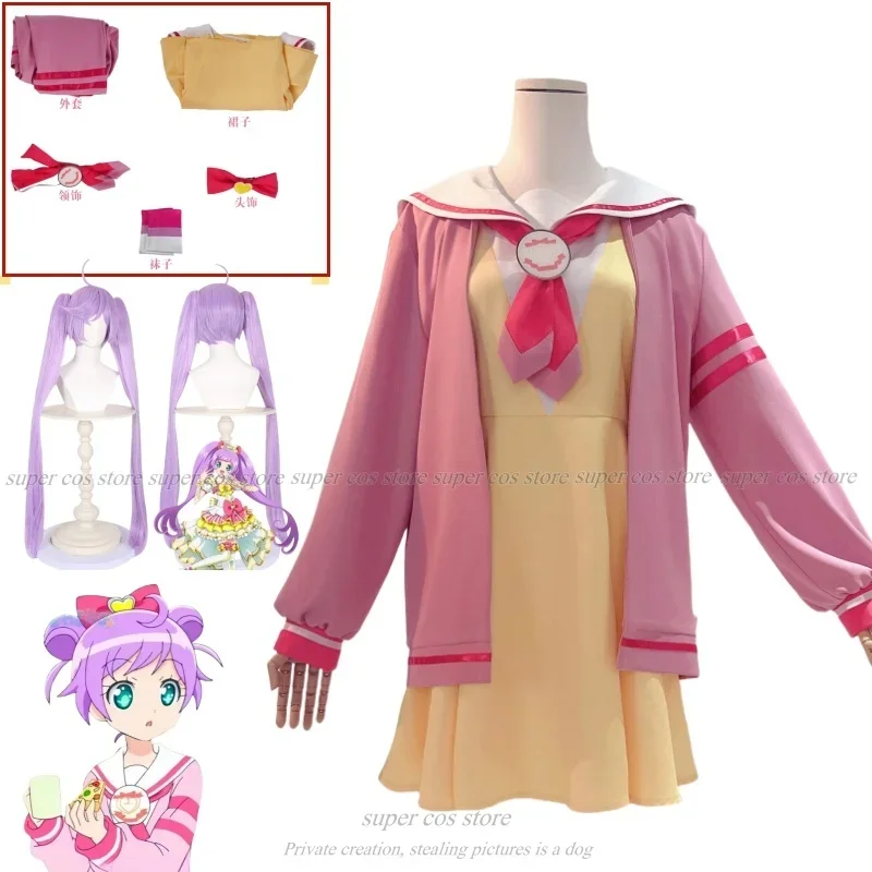 Manaka Laala Cosplay Anime Pripara disfraz rosa juvenil Linda falda corta de la Academia conjunto de accesorios uniforme de fiesta de Halloween para niña