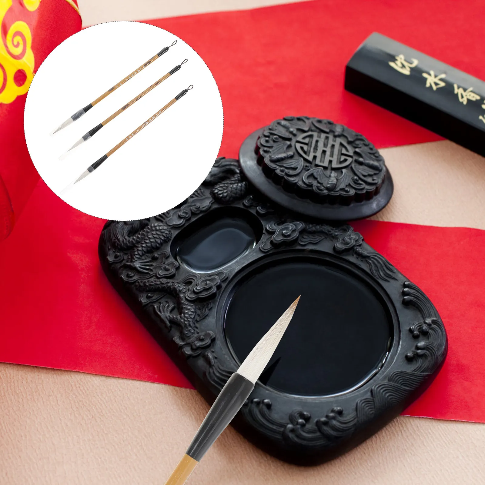 3Pcs Calligraphy Brush Traditional Writing Brush Suitable for Couplets Painting Chinese Calligraphy Art Stationery Beginner