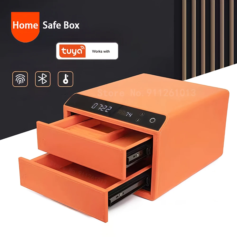 TUYA Smart Safe Box Deposit Bluetooth Fingerprint Password Unlocking Electronic Anti-Drilling Steel Plate High Security