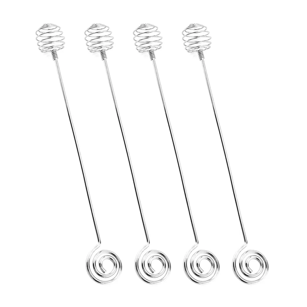 

4Pcs Honey Spoons Stainless Steel Spherical Stirring Sticks Long Handle Mirror for Honey Extraction Coffee Tea