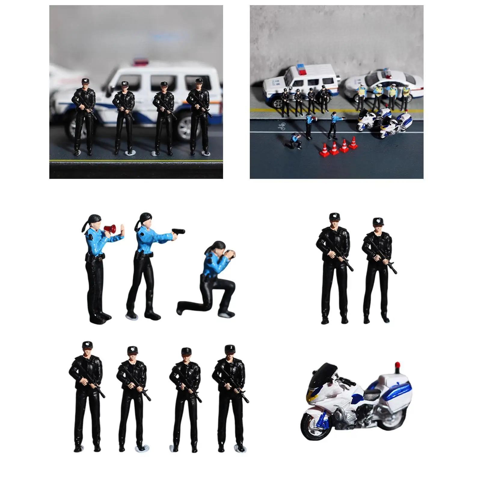 1/64 Scale Police Figures Miniature Scenes Layout Collection Realistic Sand