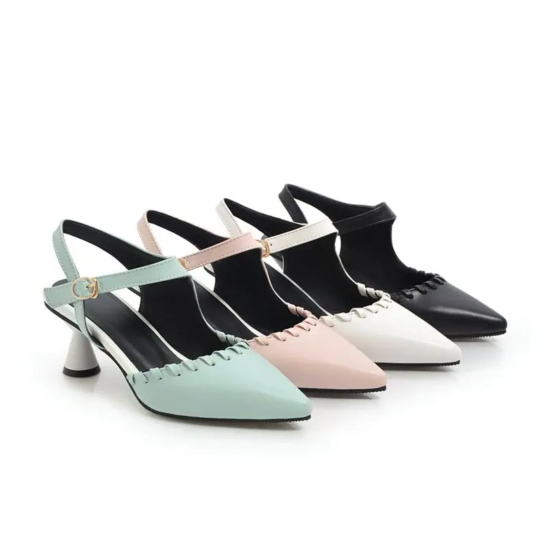 

SIMLOVEYO 2025 милые женские сандалии с острым носком, 6 см, странные туфли на низком каблуке с пряжкой и ремешком, большие размеры 41–43, размеры 31–3