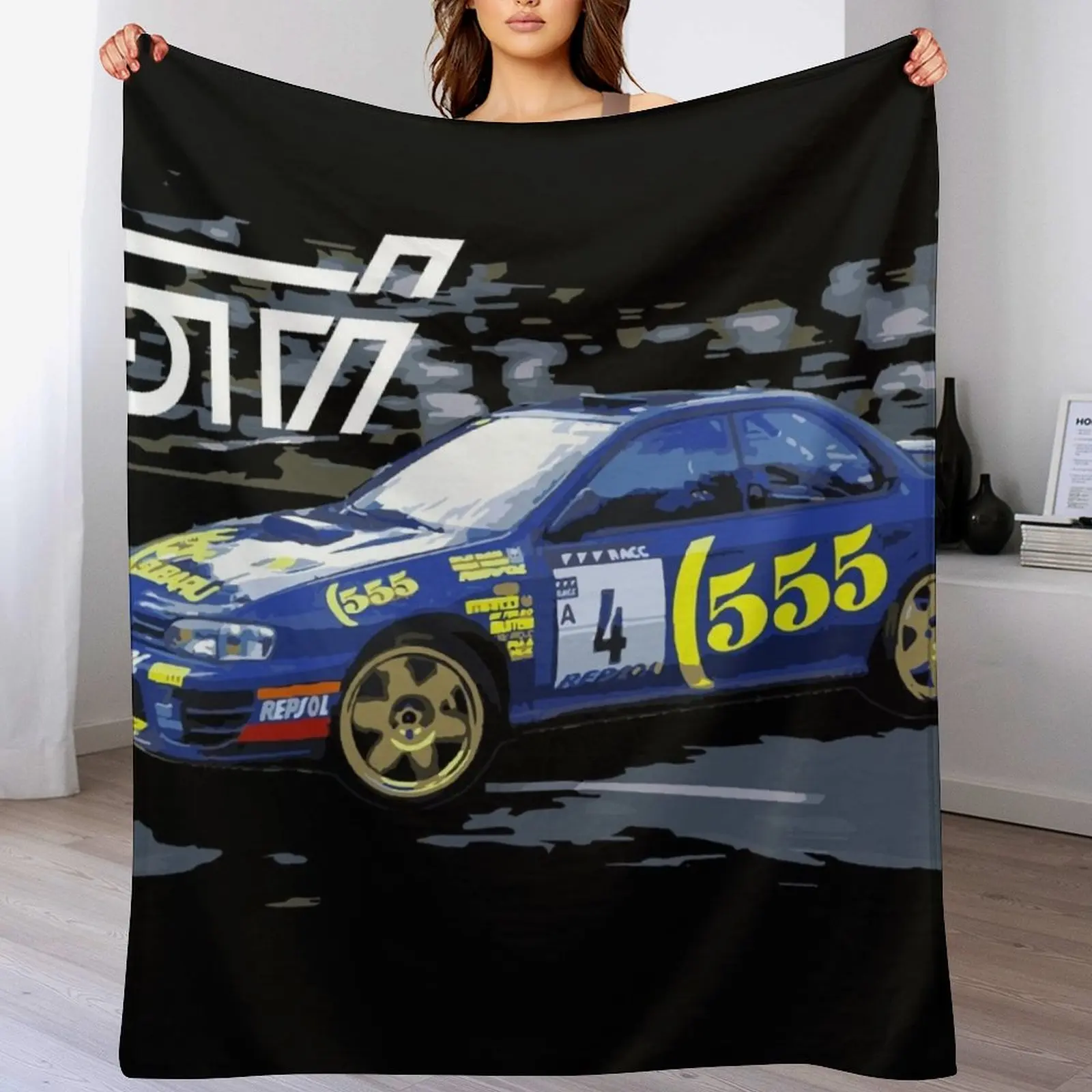 

world rally blue 555 colin McRae GC8 Throw Blanket blankets and throws for sofa Blankets