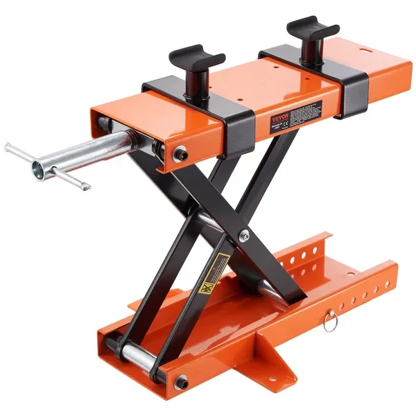 

Motorcycle Lift, 500 kg Motorcycle Center Scissor Lift Jack with & Safety Pin, Steel Motorcycle Jack Stand for Street