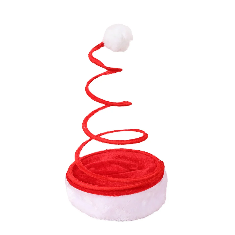 

Christmas Decoration Hats Red Coiled Spiral Santa Hat Brim Pom Pom For Holiday Party Favors Photo Props Novelty Accessory