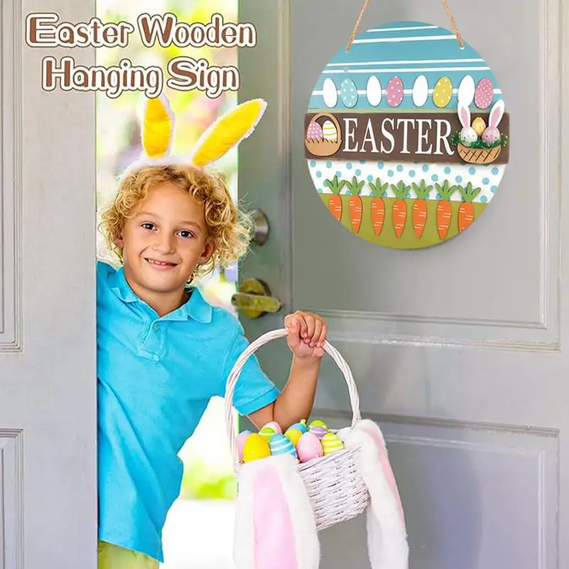 ฤดูใบไม้ผลิไม้ Porch ป้ายอีสเตอร์ไม้ Hangable ป้าย Easter Bunny ไข่แครอท Decor ป้ายฤดูใบไม้ผลิป้ายตกแต่งสําหรับ Farmhouse