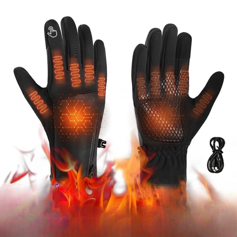 

Heated Gloves Winter Liner Charge Electric Full Finger Gloves Men Cycling Skiing Fishing Biker Gloves Bicycle Accessories