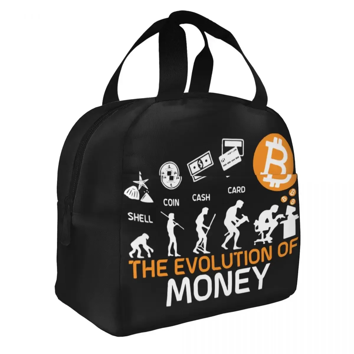 The Evolution Of Money Bitcoin Insulated Lunch Bag Large Crypto Coin Lunch Container Thermal Bag Tote Lunch Box Outdoor