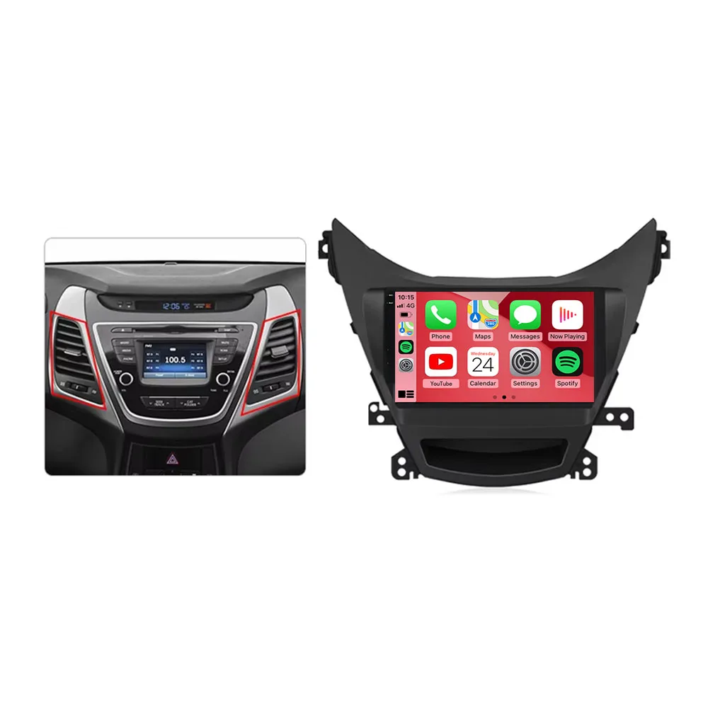 Android 14 Carplay Car Radio For Hyundai Elantra Avante I35 2014 - 2016 Navigation GPS Multimedia Player stereo WiF+4G 360Camera