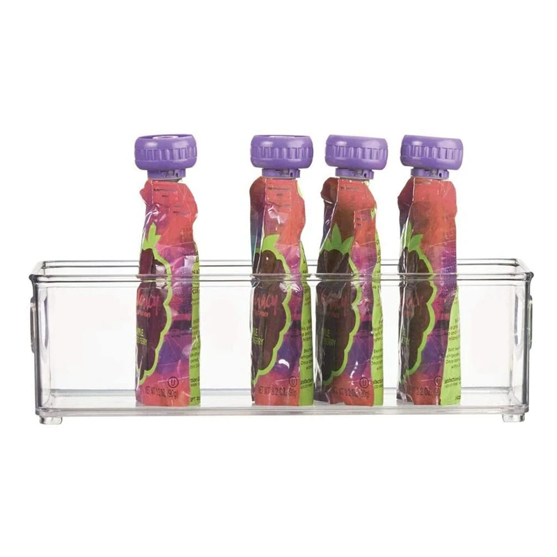 Cubo de plástico apilable para almacenamiento de alimentos, organizador de 2 piezas con asas para despensa de cocina, armario, refrigerador, congelador