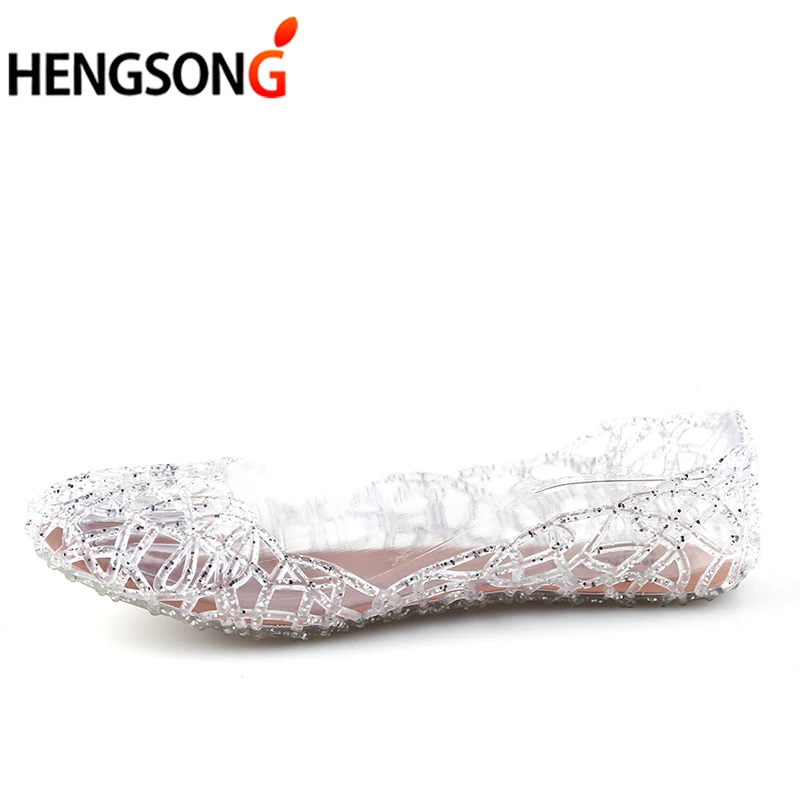 Clear Jelly Shoes Womens Jelly Sandals Summer Plastic Shoes Woman Mesh Flat Hollow Out Girl Sandalias Sapatos