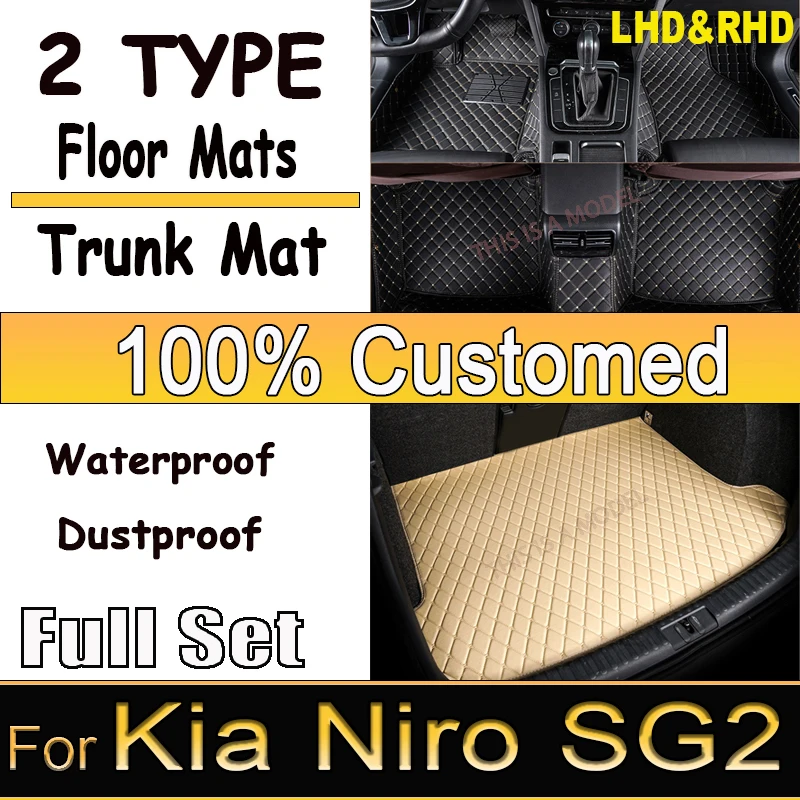 Car Carpet Floor Mats For Kia Niro SG2 2023 2024 2025 Waterproof Pad Leather Mat Mud Cover Floors Car Accessories Interior Parts