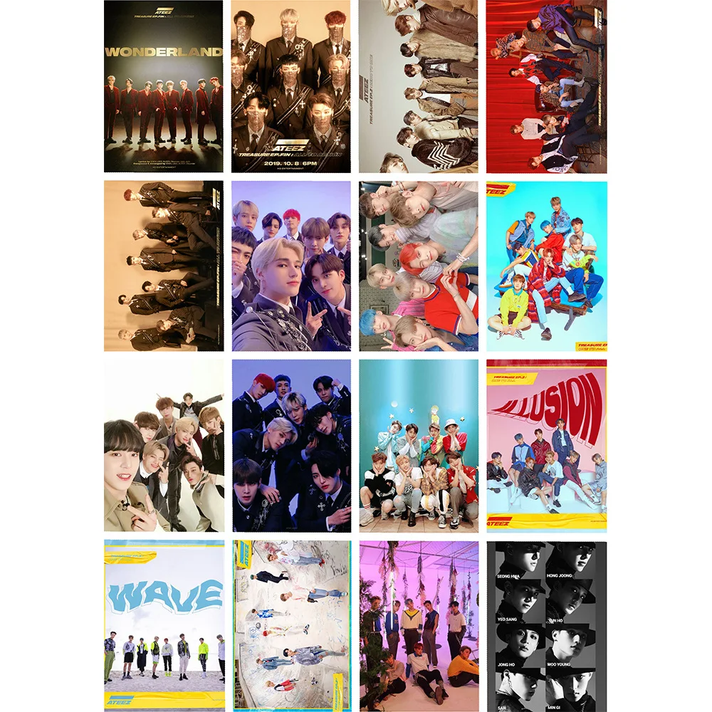 16PCS/Set Kpop ATEEZ LOMO Photo Card Hongjoong Seonghwa Yunho Yeosang San Mingi Wooyoung Jongho Postcard Fans Gifts Collection