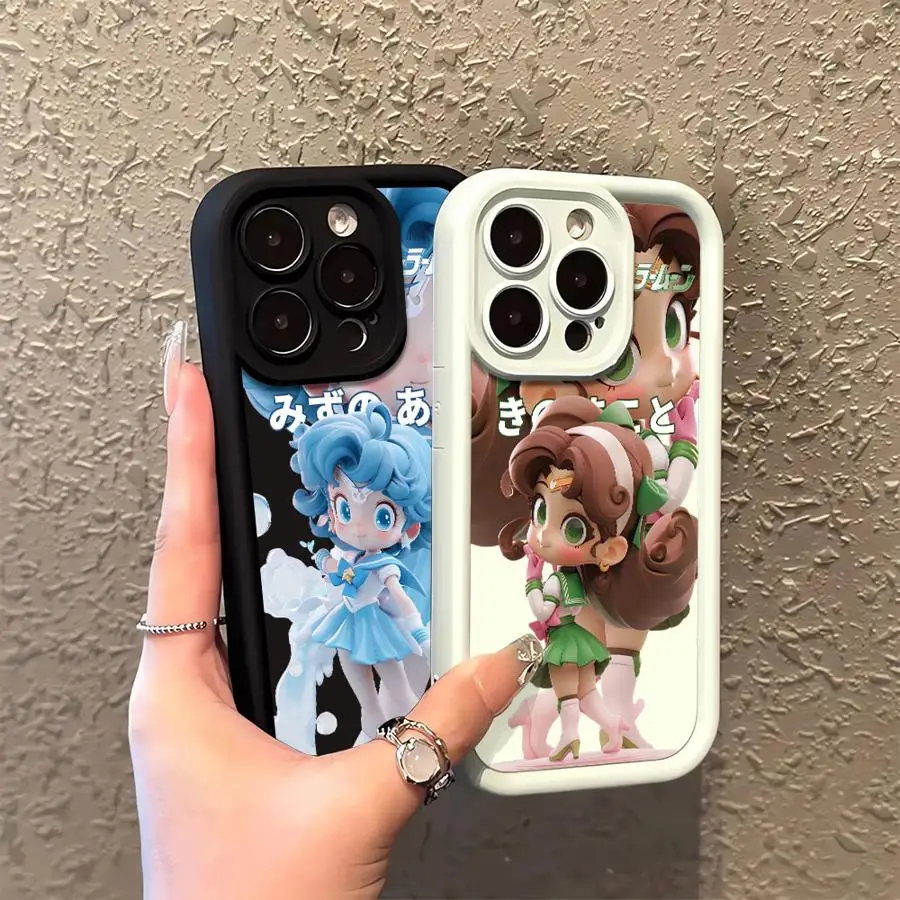 Funda de teléfono para iPhone 16e 15 16 14 Plus XR 17 Air XS Max 13 12 11 Pro Max carcasa suave lindo Sailor Moon Mizuno Ami