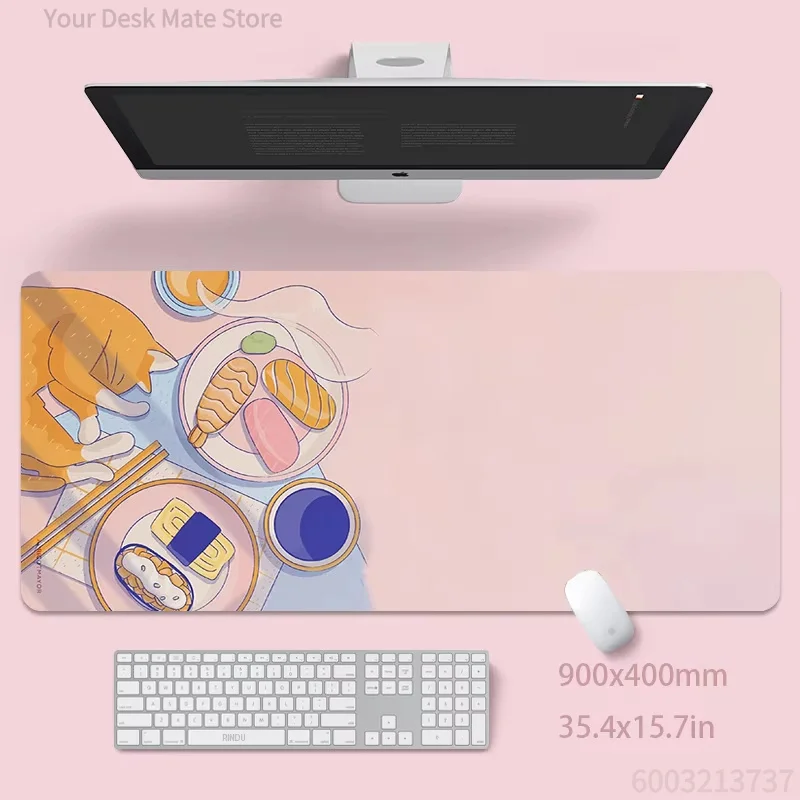 Sweet Pastel Japanese Cartoon Drink Gaming Mouse Pad Waterproof Non-Slip Cute Cloud Character Rubber Desk Mat For Gamers