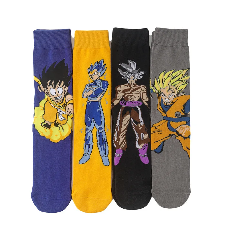 Dragon Ball Z Cotton Socks Son Goku Anime Figures Super Saiyan Breathable Winter Warmth Medium Stockings Women's Men's Cosplay