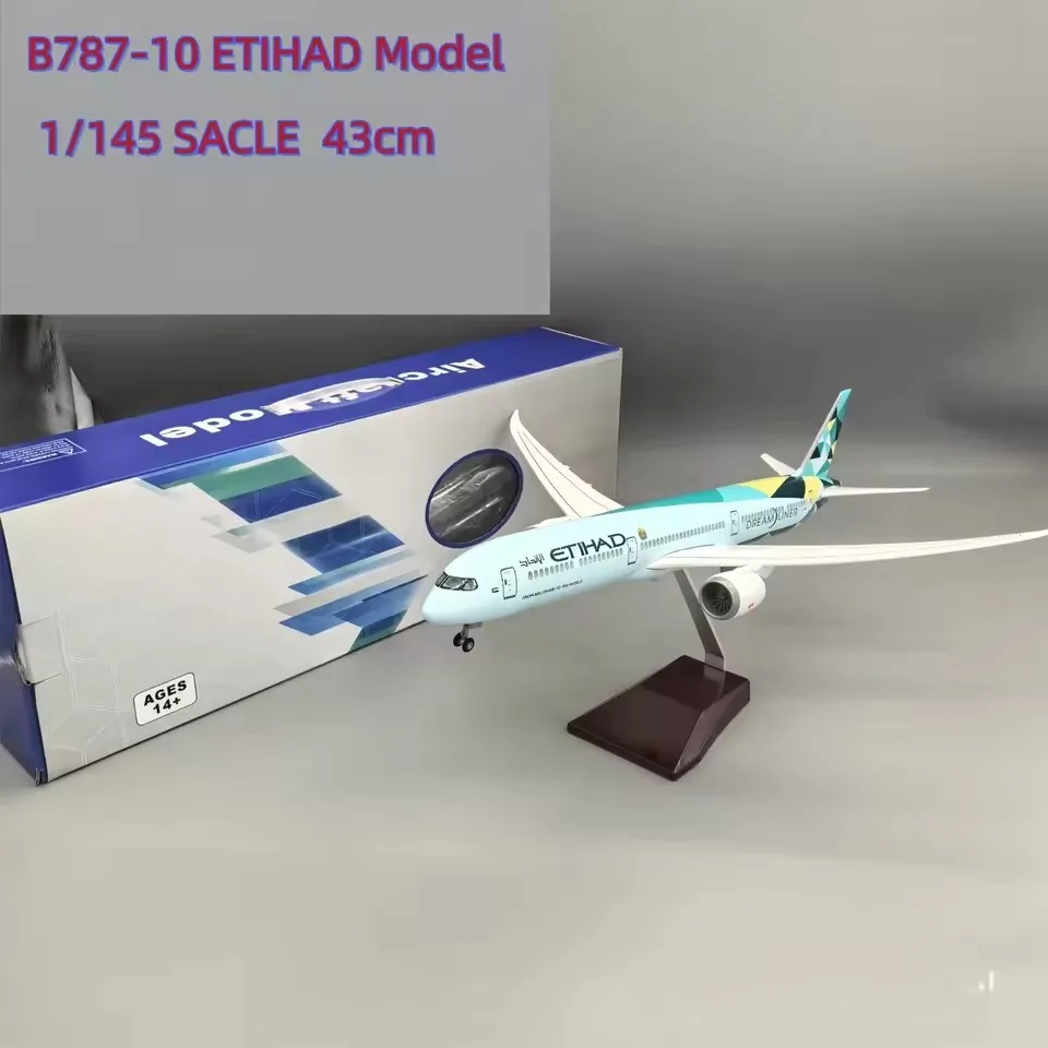 

Scale Plane 43cm Etihad Aircraft Model B787-10 Collectible Miniatures Korean air 787-10 Airplane Toys For Children With Wheels