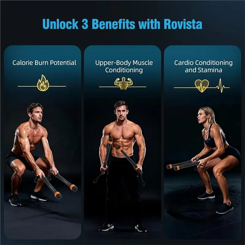 【SPECIAL】Adjustable Resistance Cordless Battle Ropes 2 PCS-Portable, Low-Noise Workout Ropes Black For Anytime Fitness