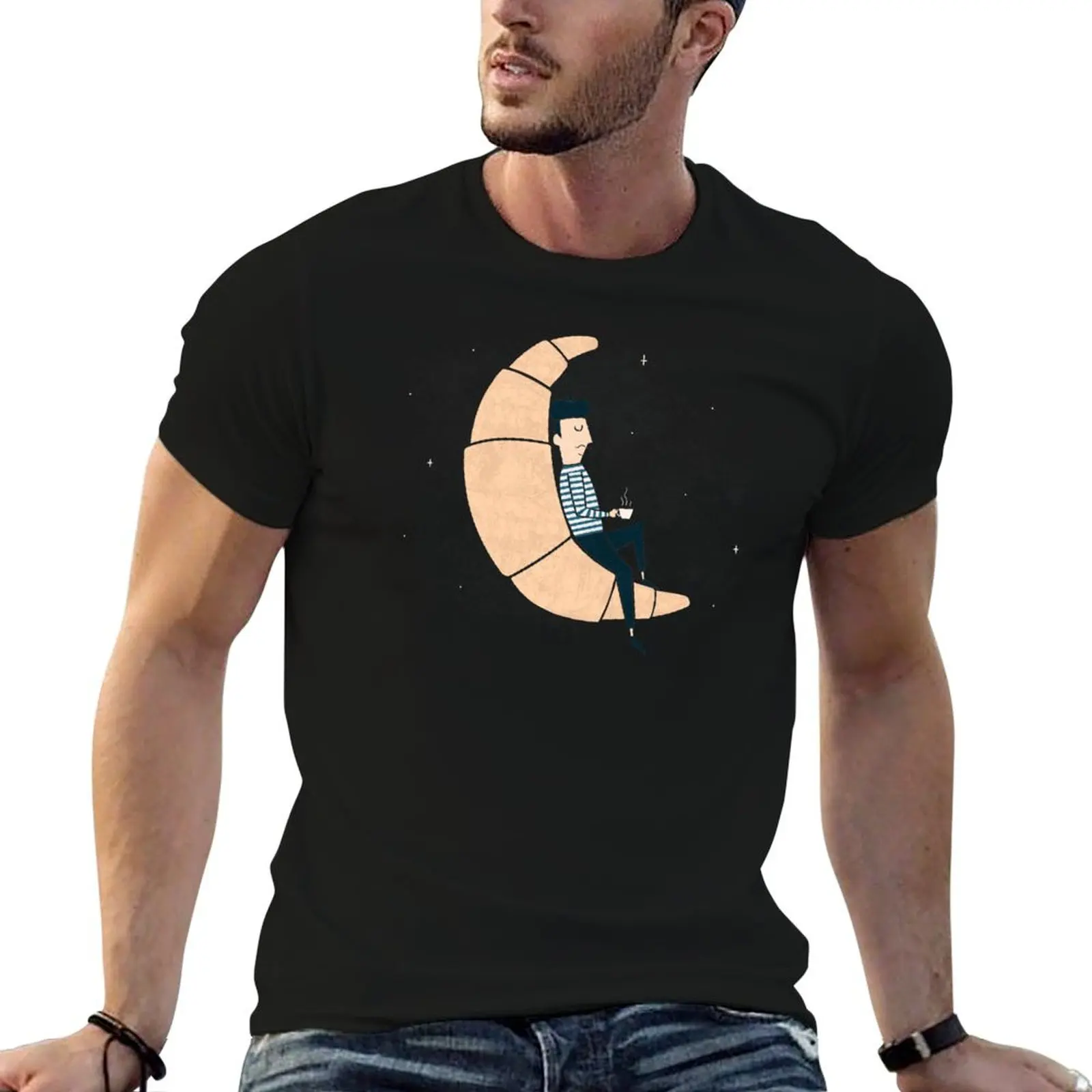 

Футболка Ze Croissant Moon, мужская футболка из 100% хлопка, роскошный бренд, незаменимая футболка, футболка